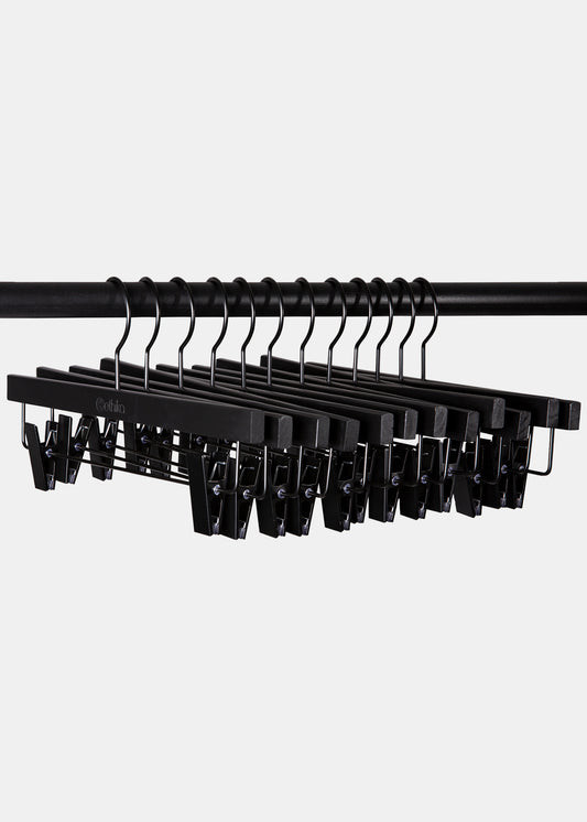 Ethika Wood hanger Clip Hangers - 12 Packs - Black