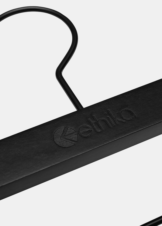 Ethika Wood hanger Clip Hangers - 12 Packs - Black